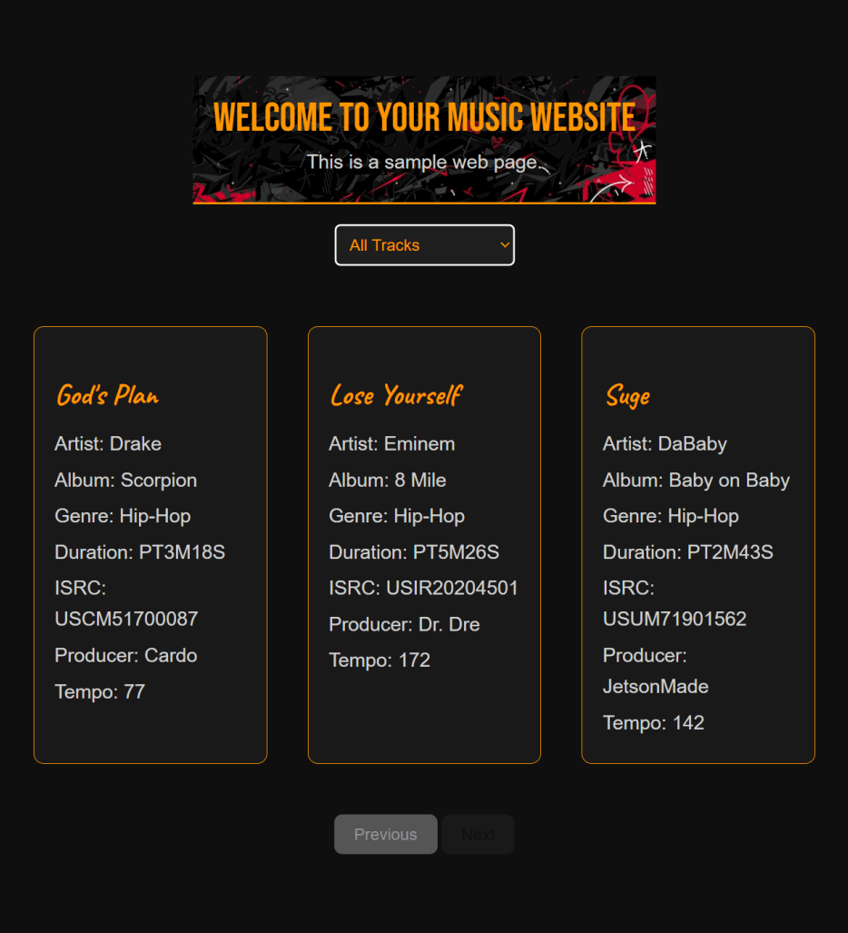 React application interface